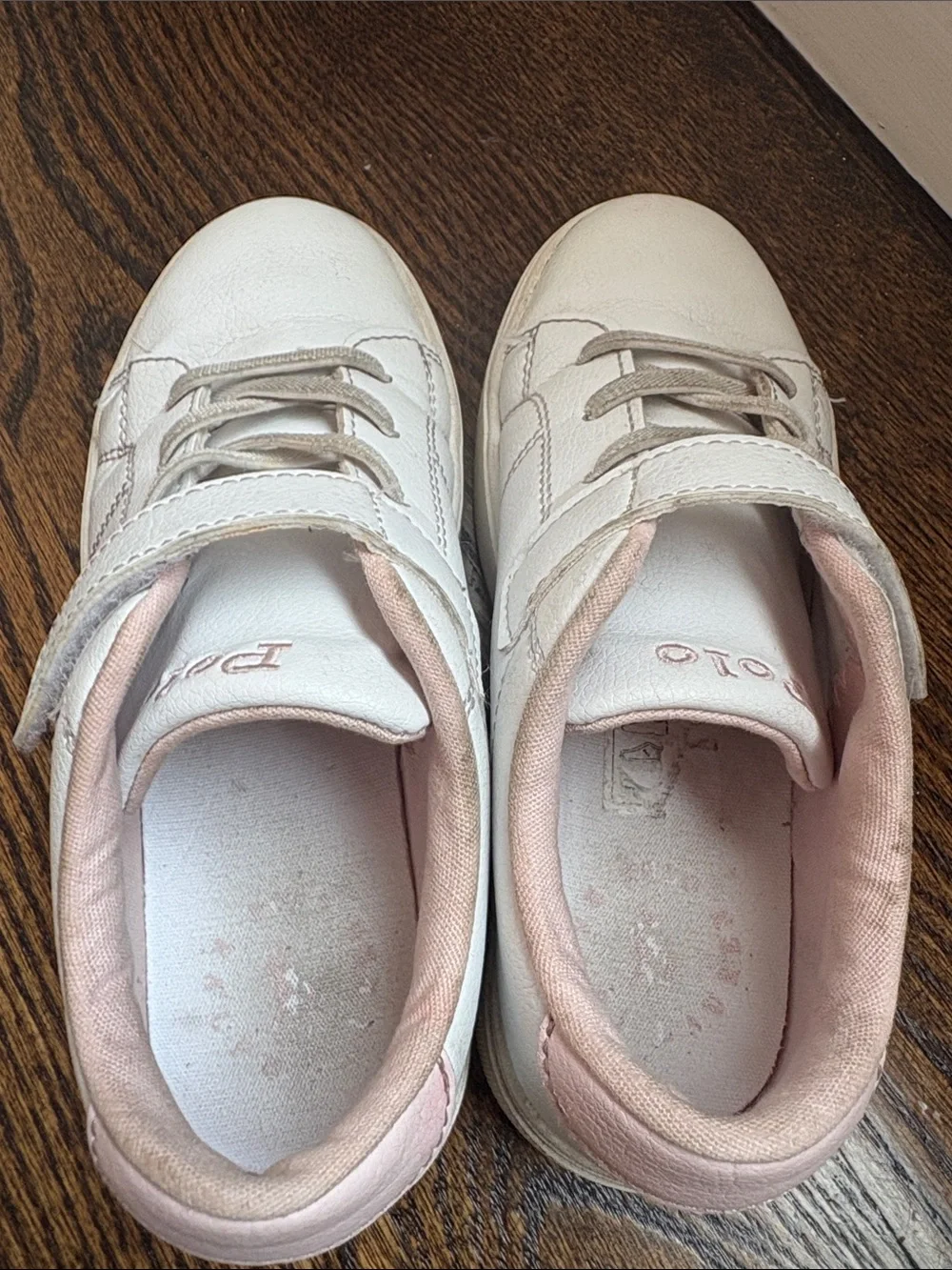 Polo by Ralph Lauren White Kids Sneakers with Light Pink Lining